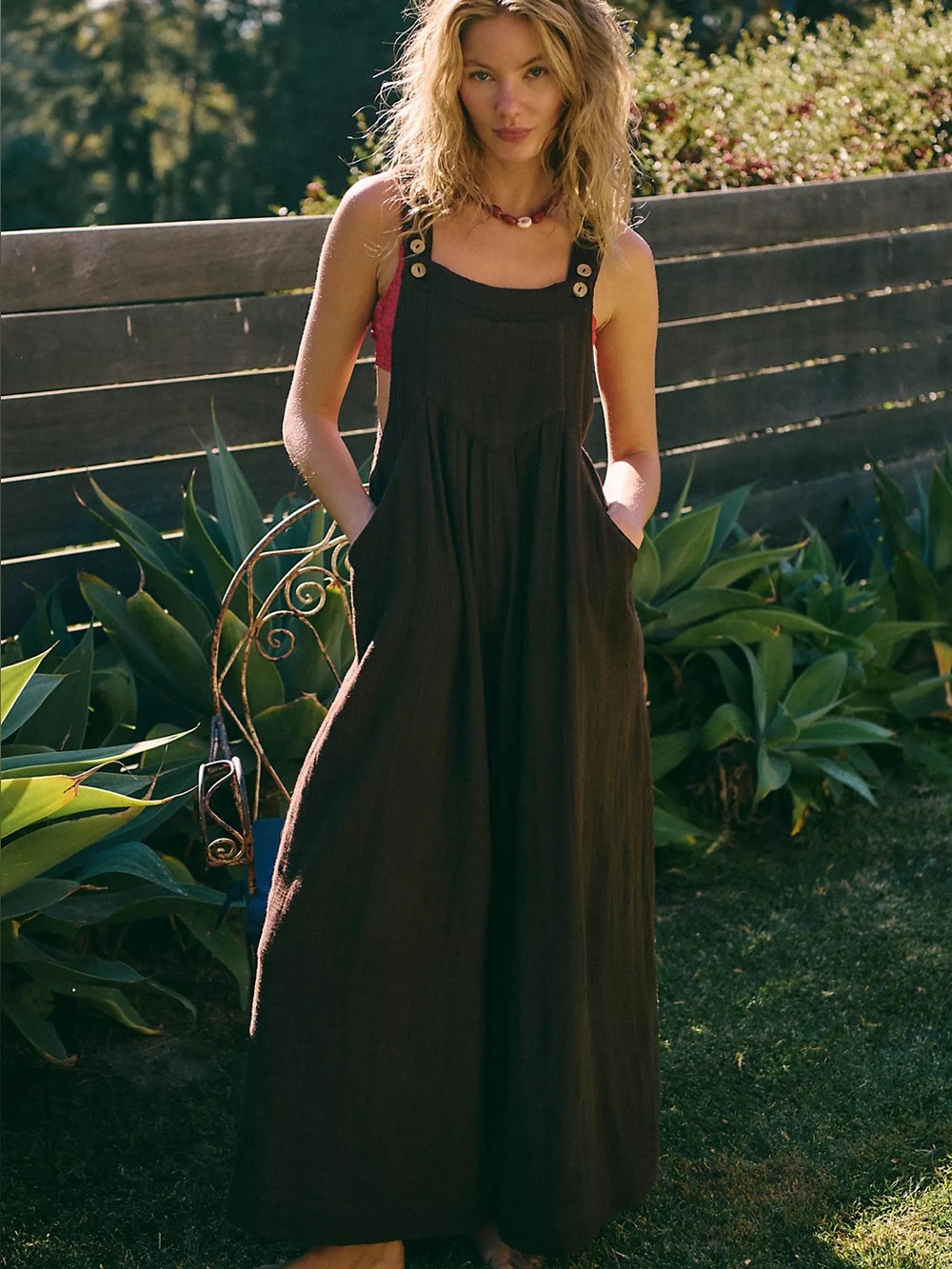 Free People Gray Sun-Drenched Overalls - Picture 2 of 5
